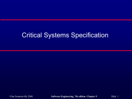 Dependable Systems Specification