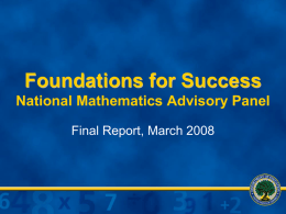 Foundations for Success--Presentation on National Math
