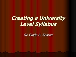 Creating a University Level Syllabi