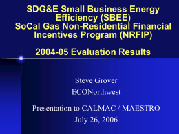 SDG&E Small Business Energy Efficiency (SBEE) SoCal Gas