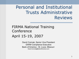 Personal and Institutional Trusts Administrative Reviews