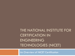 The National institute for certification in engineering