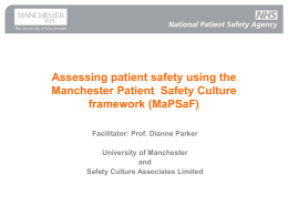 How to apply the Manchester Safety Culture framework (MaPSaF)