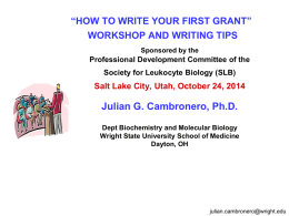 HOW TO WRITE YOUR FIRST GRANT” WORKSHOP