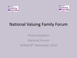 National Valuing Family Forum