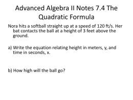 Advanced Algebra II Notes 7.4 The Quadratic Formula
