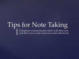 Tips for Note Taking