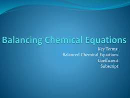 Balancing Chemical Equations - Jersey Shore Area El School