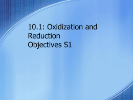 10.1: Oxidization and Reduction Objectives S1