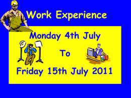 Work Experience - Smithdon High School