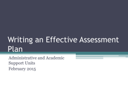 Writing an Effective Assessment Plan