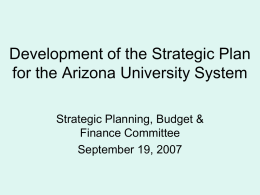 Development of the Strategic Plan for the Arizona