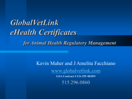 Online eHealth Certificates for Animal Health Regulatory