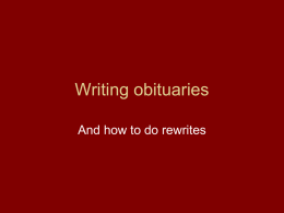 Writing obituaries - UHCL