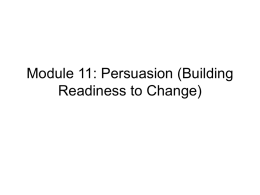 Module 11: Persuasion (Building Readiness to Change)