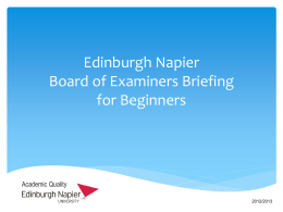Edinburgh Napier Board of Examiners Briefing for Beginners