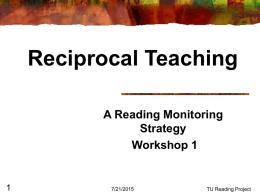 Reciprocal Teaching - home | Temple University College of