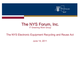 The NYS Forum, Inc. IT Greening Work Group