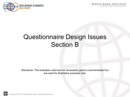 Questionnaire Design Part I