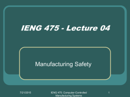 Manufacturing Safety - Links to dept and Project directories