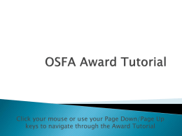 OSFA Award Tutorial