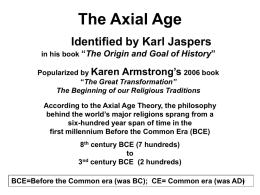 The Five Locations of the Axial Age
