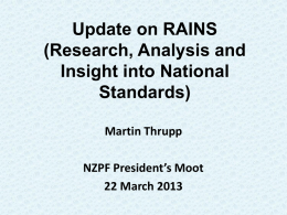 The RAINS Project on National Standards: Reflections after