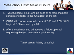 Post-School Data: Make it Count