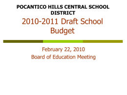 2010-2011 Draft School Budget