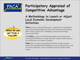 PACA-Participatory Appraisal of Competitive Advantage