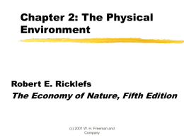 The Physical Environment, I & II [Lectures 3, 4]
