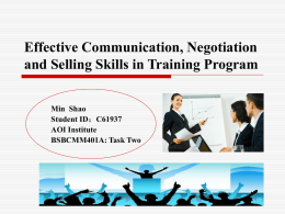 Effective Communication, Negotiation and Selling Skills in