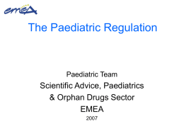 Principles of the draft Paediatric Regulation