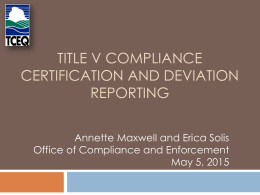 Title V Compliance Certification and Deviation Reporting