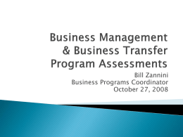 Business Management & Business Transfer Program Assessments