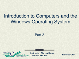 Introduction to Computers and the Windows Operating System