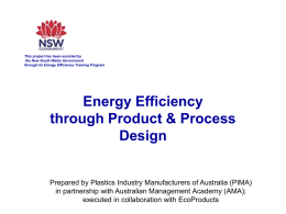 Energy Efficiency through Product & Process Design