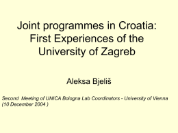 Joint programmes in Croatia: First Experiences of the
