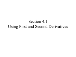 Section 4.1 Using First and Second Derivatives