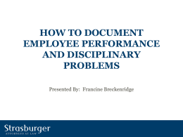 HOW TO DOCUMENT EMPLOYEE PERFORMANCE AND …