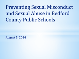 The Prevention of Sexual Misconduct and Abuse in Bedford