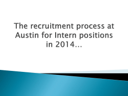 Intern Selection Process for 2013 - Austin Doctors