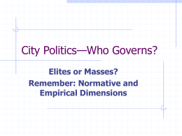 City Politics—Who Governs?