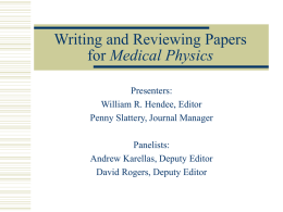 Writing and Reviewing Papers for Medical Physics