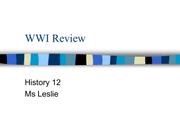 WWI Review - Dr. Charles Best Secondary School