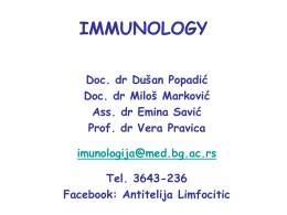 Uvod u imunski sistem - University of Belgrade