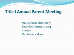 Title I & Title III Annual Parent Meeting