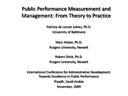 Public Performance Measurement and Management: From …