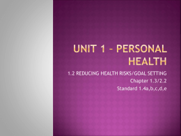 UNIT 1 – PERSONAL HEALTH
