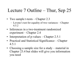 Lecture 7 Outline: Thurs, Sep 25